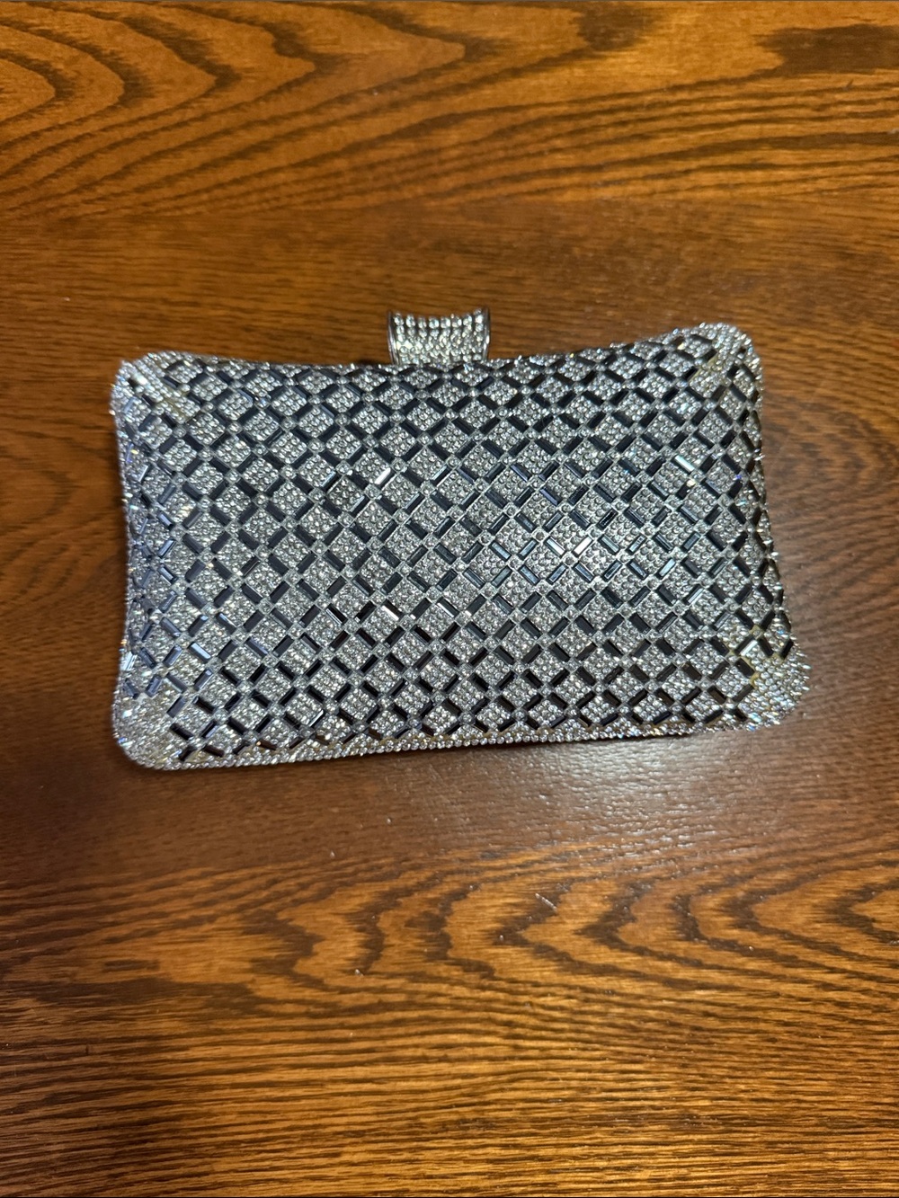 Crystal Mesh Evening Clutch - Silver/Blue